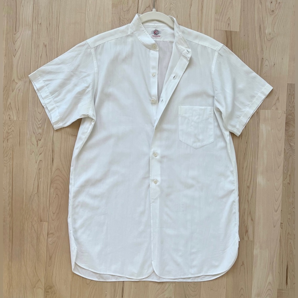 Vintage! Unisex Collarless Linen Button Down Shirt